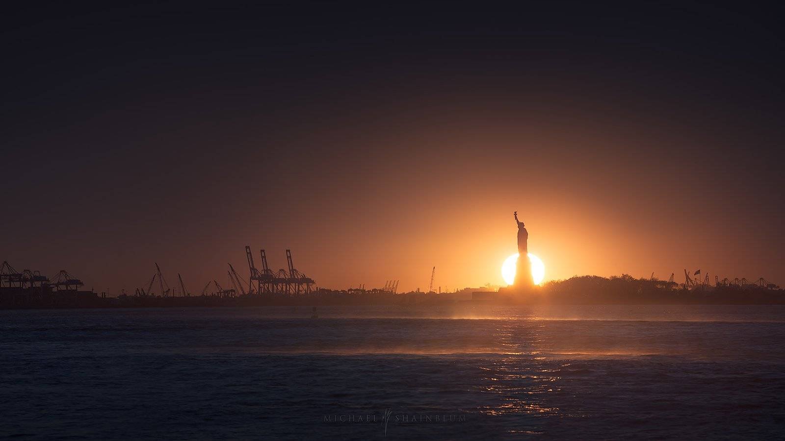 New York City, Statue of Liberty Sunset Cityscape Photography