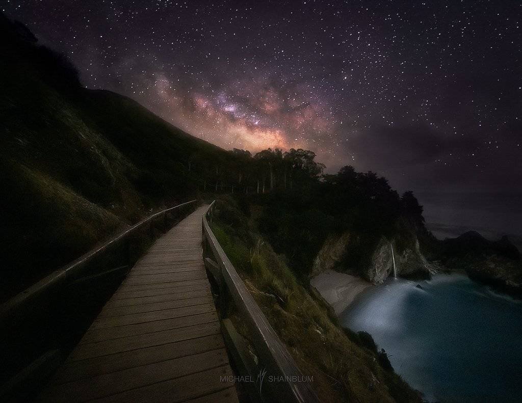 Milky Way Waterfall Big Sur Night Sky