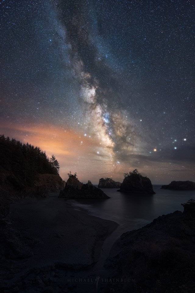 Oregon Coast Milky Way Galaxy Night Sky