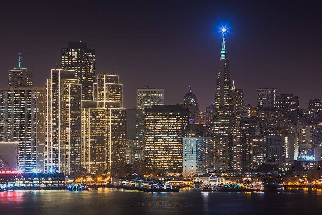San Francisco Skyline City Transamerica Night