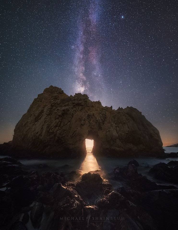 Pfeiffer Beach Moon Milky Way Big Sur California